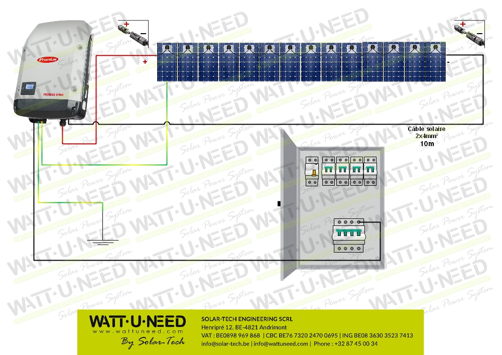 Kit solaire réseau - 10kW Tri - autoconsommation 14 panneaux